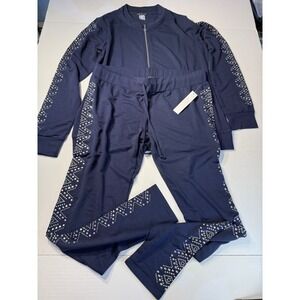 Venus Navy Velour Studded Matching Cozy Lounge Set Y2K Size L